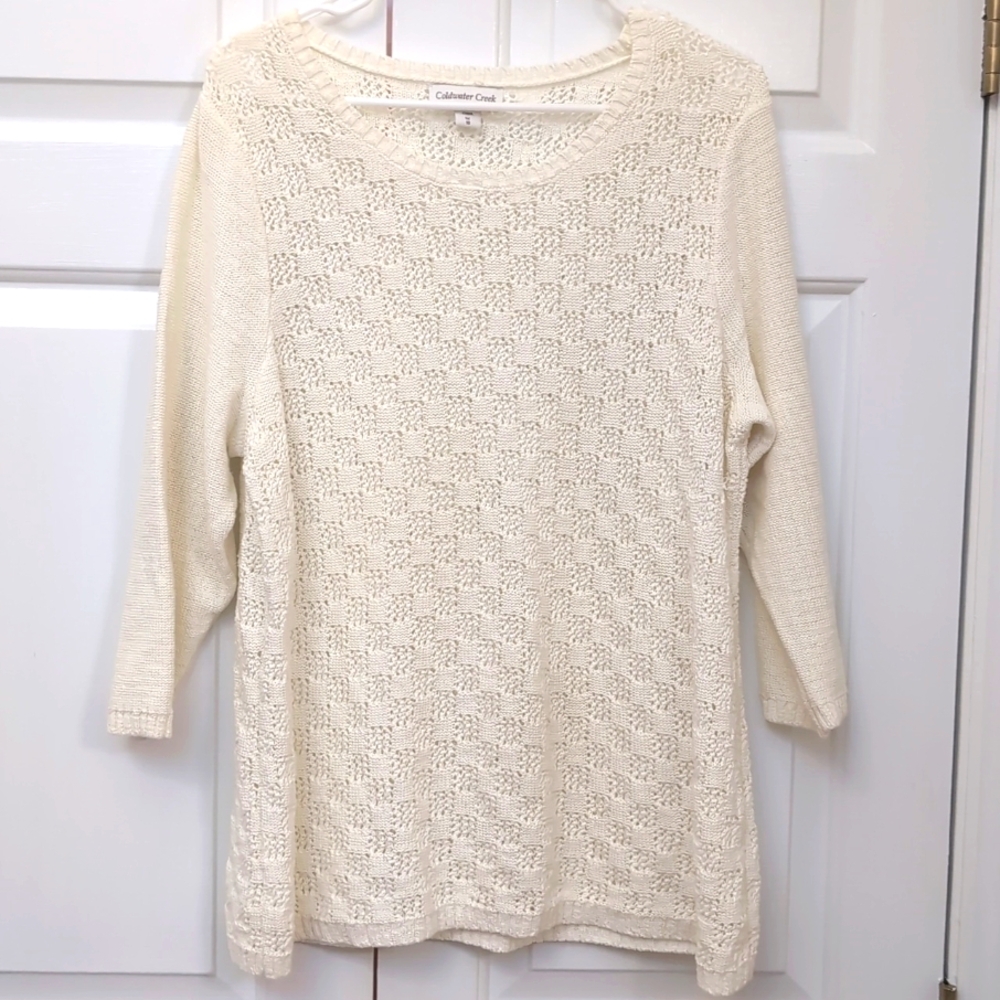 Coldwater Creek Beige 3/4 Sleeve Sweater Plus Size 1x
